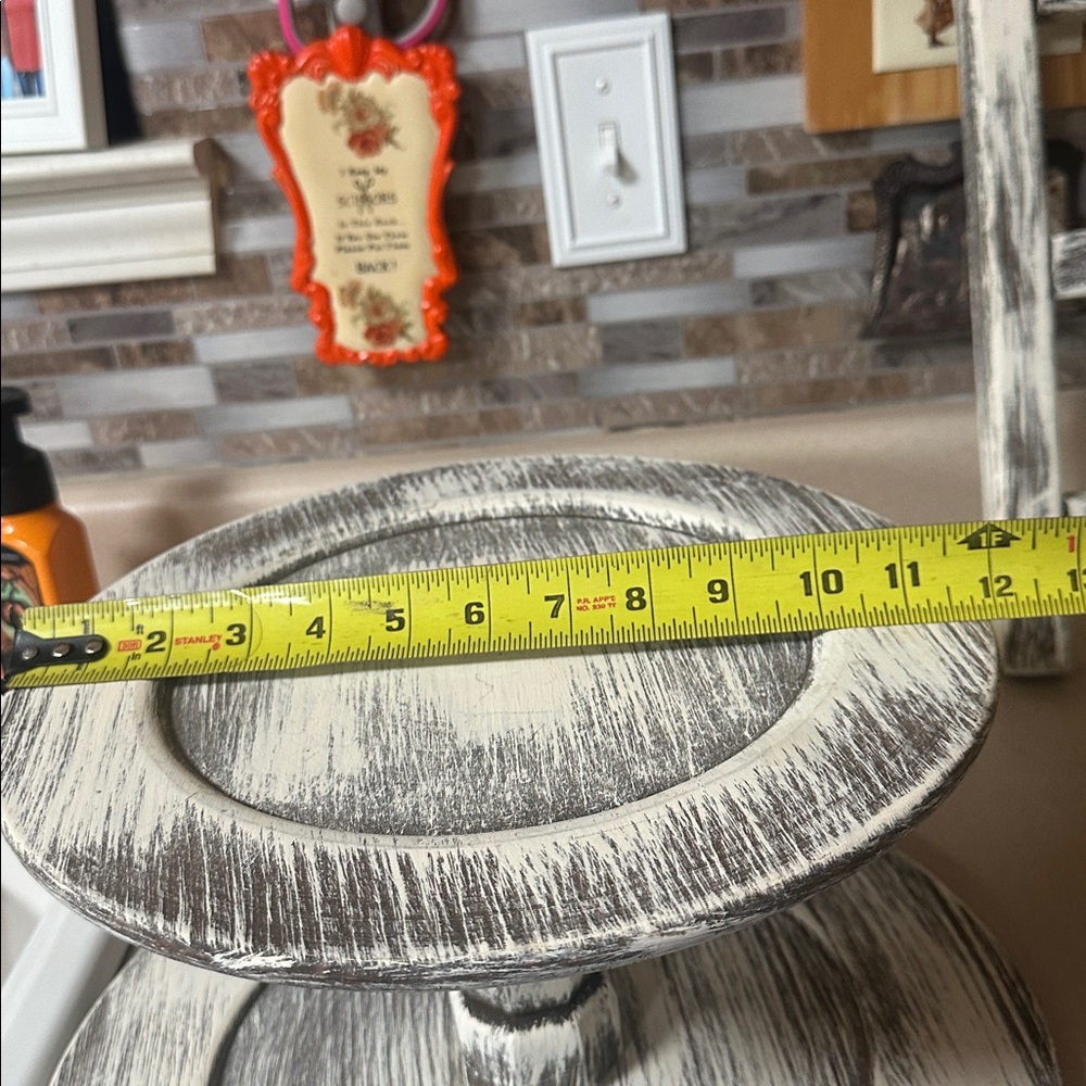 Rustic Distressed White and Black Cake Stand and Ladder Decor - Picture 3 of 8